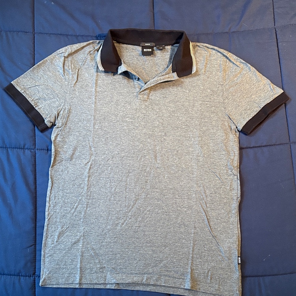 Boss Men's Polo Shirt in Gray and Black